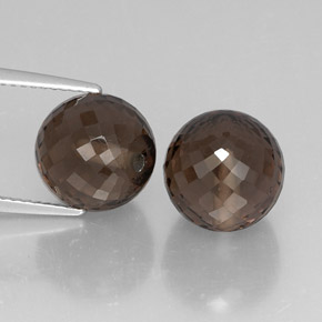14.26 ct Brown Smoky Quartz Gemstone, Smoky Quartz Gem in Half-Drilled Sphere Shape for Sale.