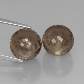 13.88 ct Brown Smoky Quartz Gemstone, Smoky Quartz Gem in Half-Drilled Sphere Shape for Sale.
