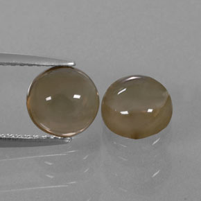 2.97 ct Brown Smoky Quartz Gemstone, Smoky Quartz Gem in Round Cabochon Shape for Sale.