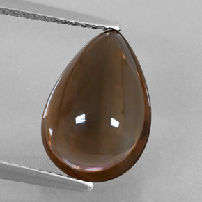 4.03 ct Brown Smoky Quartz Gemstone, Smoky Quartz Gem in Pear Cabochon Shape for Sale.