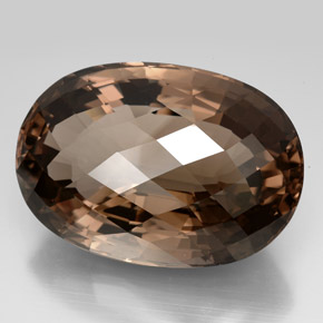 194.90 ct Brown Smoky Quartz Stone, Natural Smoky Quartz in Oval Checkerboard Shape for Sale