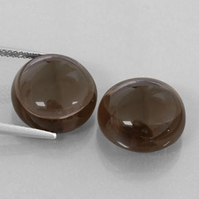 16.58 ct Brown Smoky Quartz Gemstone, Smoky Quartz Gem in Round Cabochon Shape for Sale.
