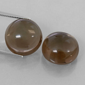 18.95 ct Brown Smoky Quartz Gemstone, Smoky Quartz Gem in Round Cabochon Shape for Sale.