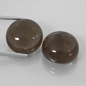 18.06 ct Brown Smoky Quartz Gemstone, Smoky Quartz Gem in Round Cabochon Shape for Sale.