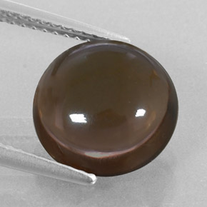 4.68 ct Brown Smoky Quartz Gemstone, Smoky Quartz Gem in Round Cabochon Shape for Sale.