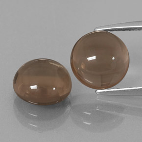 4.18 ct Brown Smoky Quartz Gemstone, Smoky Quartz Gem in Round Cabochon Shape for Sale.