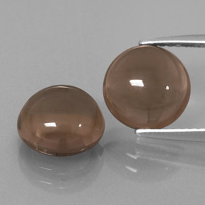 5.61 ct Brown Smoky Quartz Gemstone, Smoky Quartz Gem in Round Cabochon Shape for Sale.