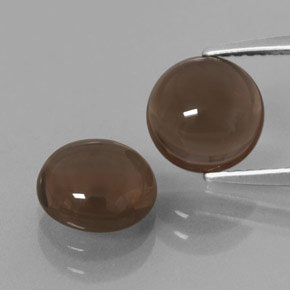 3.77 ct Brown Smoky Quartz Gemstone, Smoky Quartz Gem in Round Cabochon Shape for Sale.