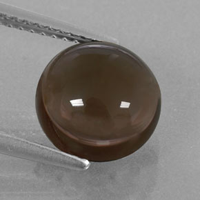 3.38 ct Brown Smoky Quartz Gemstone, Smoky Quartz Gem in Round Cabochon Shape for Sale.