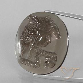 25.15 ct Brown Smoky Quartz Stone, Natural Smoky Quartz in Oval Carved Cameo Shape for Sale