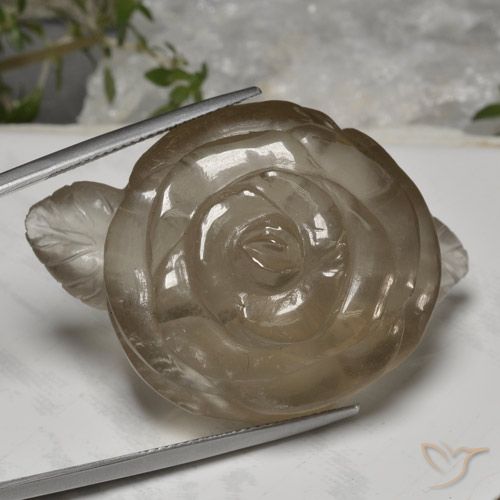 97.93ct Natural Very Light Brown Smoky Quartz, Flower Cut, Transparent
