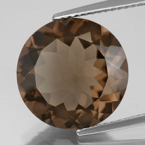 7.25 ct Brown Smoky Quartz Gemstone, Smoky Quartz Gem in Round Facet Shape for Sale.