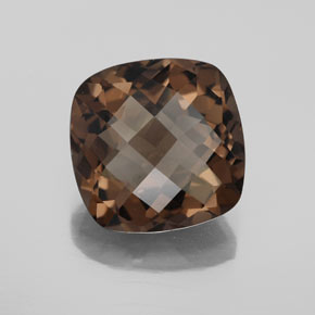 6.12 ct Brown Smoky Quartz Gemstone, Smoky Quartz Gem in Cushion Checkerboard Shape for Sale.