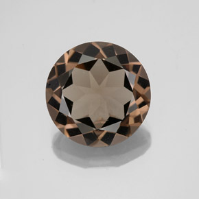 3.57 ct Brown Smoky Quartz Gemstone, Smoky Quartz Gem in Round Facet Shape for Sale.