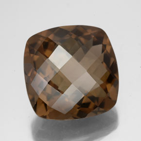 8.19 ct Brown Smoky Quartz Stone, Natural Smoky Quartz in Cushion Checkerboard Shape for Sale