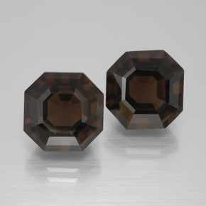 Marrón oscuro Cuarzo Ahumado Gema - 5.1ct Corte Asscher (ID: 394704)