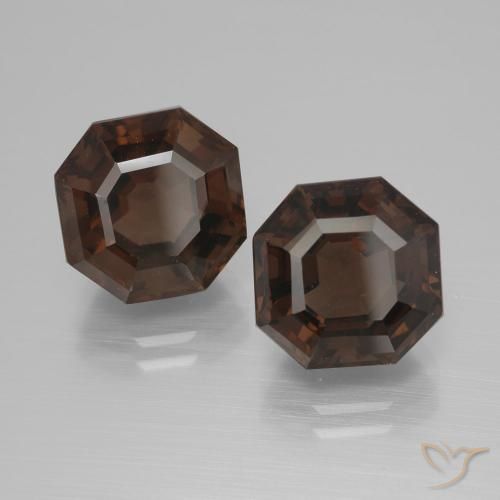 10.34 ctw Brown Smoky Quartz Stones, Natural Smoky Quartz in Asscher Cut Shape for Sale