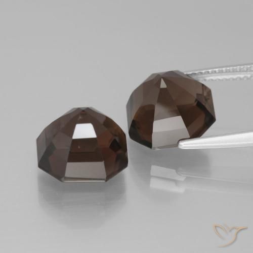 Smoky Quartz Gemstones in 10 x 10 mm (calibrated) Size for Sale, Smoky Quartz Stones in Hickory Brown Color