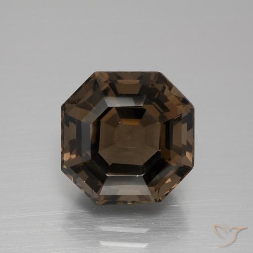 11.3 x 11.3mm Asscher Cut Brown Smoky Quartz from Brazil, Weight of 6.28ct, Natural untreated gemstone in VVS-VS Clarity, 1pc Smoky Quartz - the Color is Chocolate Brown, Mohs Hardness of 7 suitable for daily wear jewelry, Photo A
