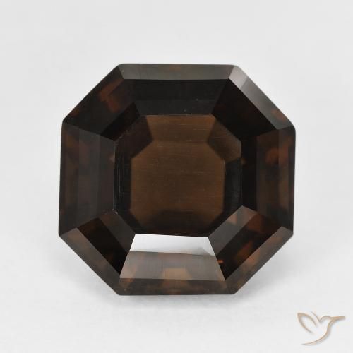 7.34ct Natural Dark Brown Smoky Quartz, Emerald Cut, VVS