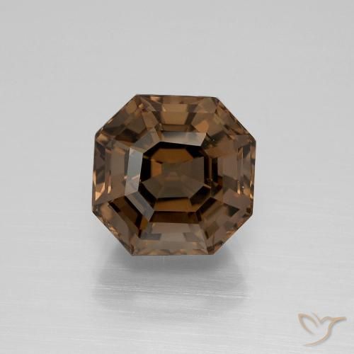 4.48ct Natural Hickory Brown Smoky Quartz, Emerald Cut, VVS-VS