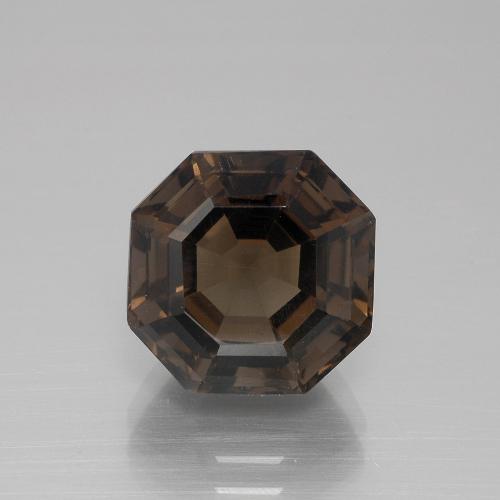5.63ct Asscher Cut Brown Smoky Quartz from Brazil, Dimension 10.8 x 10.8mm, VVS-VS Clarity, Natural untreated gemstone, 1pc Smoky Quartz in Umber Brown Color, Mohs Hardness of 7 suitable for daily wear jewelry, Photo A