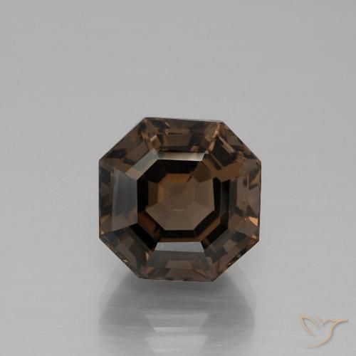 Quartz fumé taille Asscher de 5,43 ct, 10,4 x 10,4 mm du Brésil, Photo A