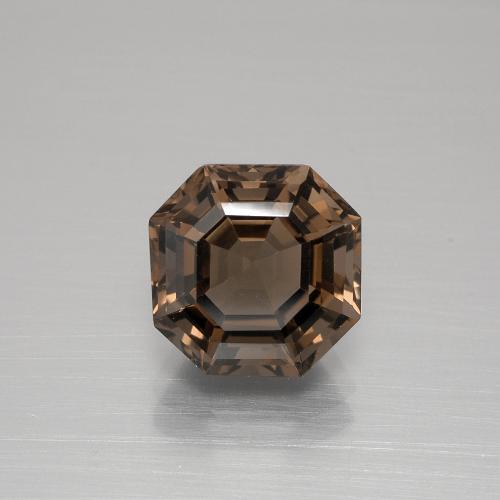 9.4 x 9.4mm Octagon / Emerald Cut Brown Smoky Quartz from Brazil, Weight of 3.4ct, Natural untreated Gemstone in VVS Clarity, 1pc Asscher Cut Smoky Quartz - Color: Gingerbread Brown, Mohs Hardness of 7 suitable for daily wear jewelry, Photo A