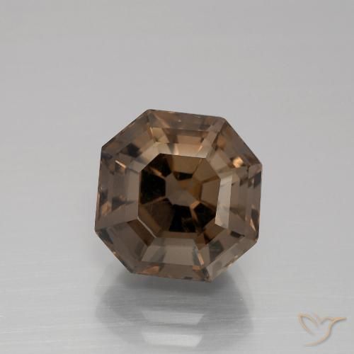 5.11ct Natural Chocolate Brown Smoky Quartz, Emerald Cut, VS