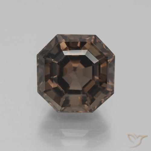 10.3 x 10.3mm Asscher Cut Brown Smoky Quartz from Brazil, Weight of 5.1ct, Natural untreated gemstone in VVS-VS Clarity, 1pc Smoky Quartz - the Color is Hickory Brown, Mohs Hardness of 7 suitable for daily wear jewelry, Photo A