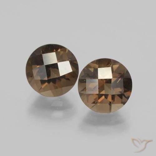 3.98 ct Round Checkerboard Smoky Quartz, 8.1 mm From Brazil, Photo A
