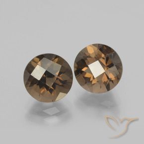 3.98 ctw Brown Smoky Quartz Stones, Natural Smoky Quartz in Round Checkerboard Shape for Sale