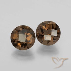3.79 ctw Brown Smoky Quartz Stones, Natural Smoky Quartz in Round Checkerboard Shape for Sale