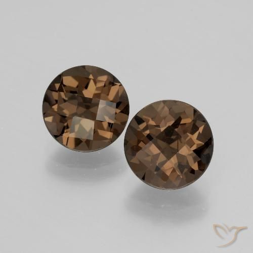 3.65 ct Round Checkerboard Smoky Quartz, 8 mm From Brazil, Photo A