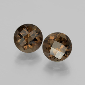 Marrón cálido Cuarzo Ahumado Gema - 1.9ct Tablero de Ajedrez Redondo (ID: 398683)