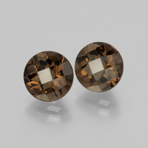 3.84 ctw Brown Smoky Quartz Stones, Natural Smoky Quartz in Round Checkerboard Shape for Sale