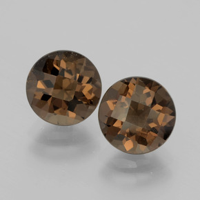 3.36 ctw Brown Smoky Quartz Gemstones, Smoky Quartz Gems in Round Checkerboard Shape for Sale.