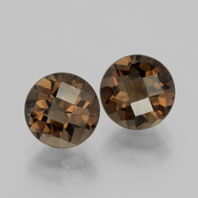 3.36 ctw Brown Smoky Quartz Stones, Natural Smoky Quartz in Round Checkerboard Shape for Sale