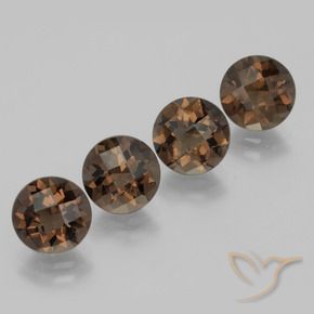 7.21 ctw Brown Smoky Quartz Stones, Natural Smoky Quartz in Round Checkerboard Shape for Sale