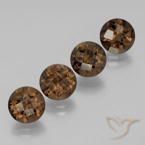 7.51 ctw Brown Smoky Quartz Stones, Natural Smoky Quartz in Round Checkerboard Shape for Sale