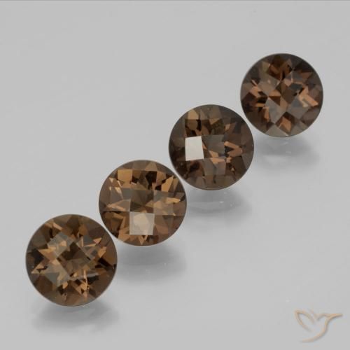 6.92 ctw Brown Smoky Quartz Stones, Natural Smoky Quartz in Round Checkerboard Shape for Sale