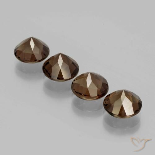Smoky Quartz Gemstones in 8 mm (calibrated) Size for Sale, Smoky Quartz Stones in Hickory Brown Color