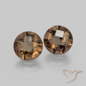 3.37 ctw Brown Smoky Quartz Stones, Natural Smoky Quartz in Round Checkerboard Shape for Sale