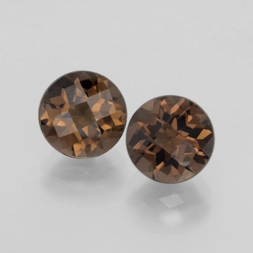 Hickory Brown Smoky Quartz Gem - 2ct Round Checkerboard (ID: 398799)
