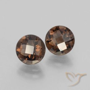 3.56 ctw Brown Smoky Quartz Stones, Natural Smoky Quartz in Round Checkerboard Shape for Sale
