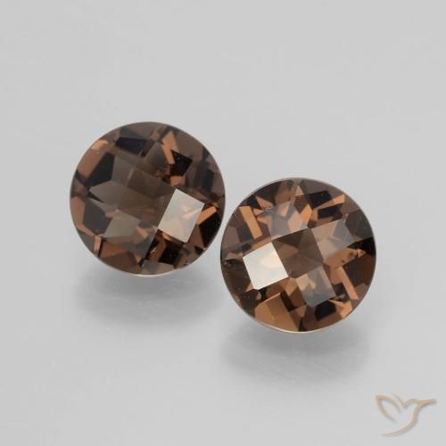 3.24 ct Round Checkerboard Smoky Quartz, 8.1 mm From Brazil, Photo A