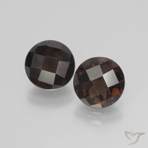 3.38 ct Round Checkerboard Smoky Quartz, 8 mm From Brazil, Photo A