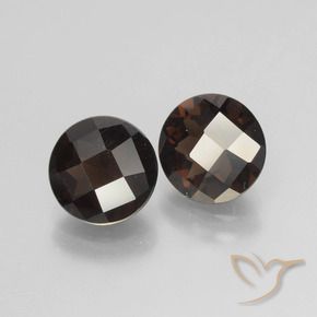 3.38 ctw Brown Smoky Quartz Stones, Natural Smoky Quartz in Round Checkerboard Shape for Sale