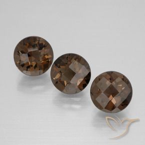 5.46 ctw Brown Smoky Quartz Stones, Natural Smoky Quartz in Round Checkerboard Shape for Sale