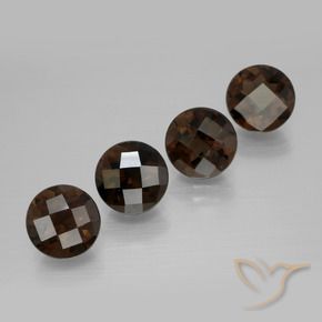 6.66 ctw Brown Smoky Quartz Stones, Natural Smoky Quartz in Round Checkerboard Shape for Sale